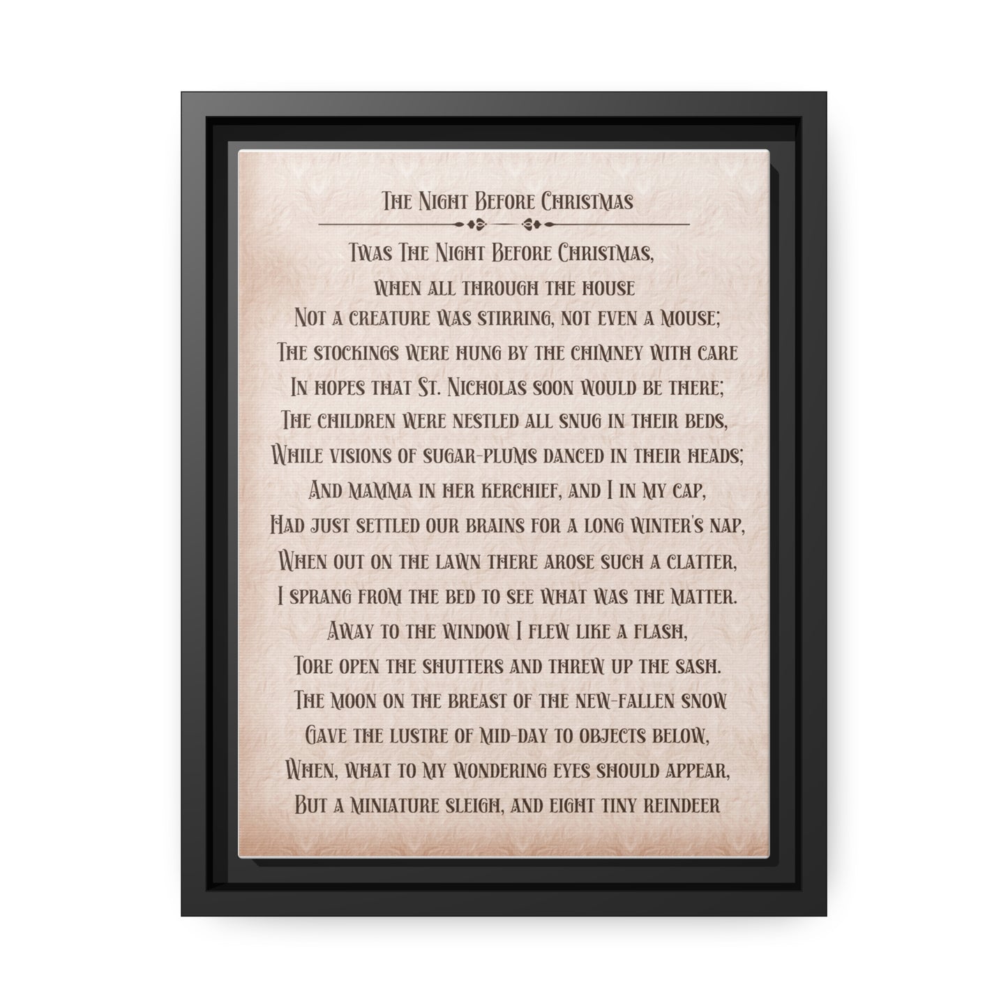 The Night Before Christmas Matte Canvas, Black Frame