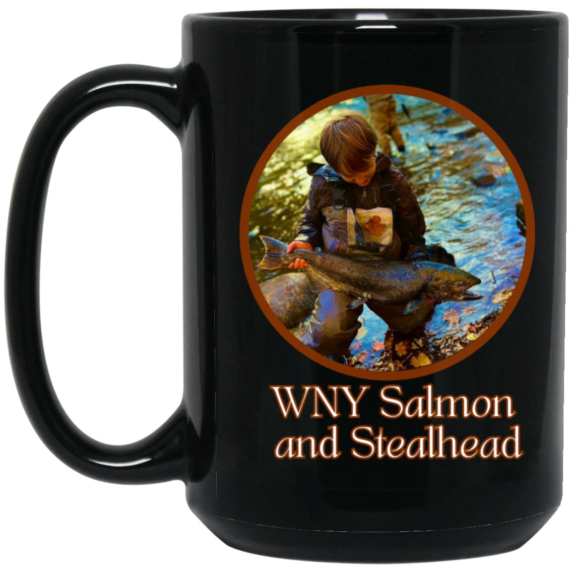 Wny salmon and steelhead (7) BM15OZ 15 oz. Black Mug