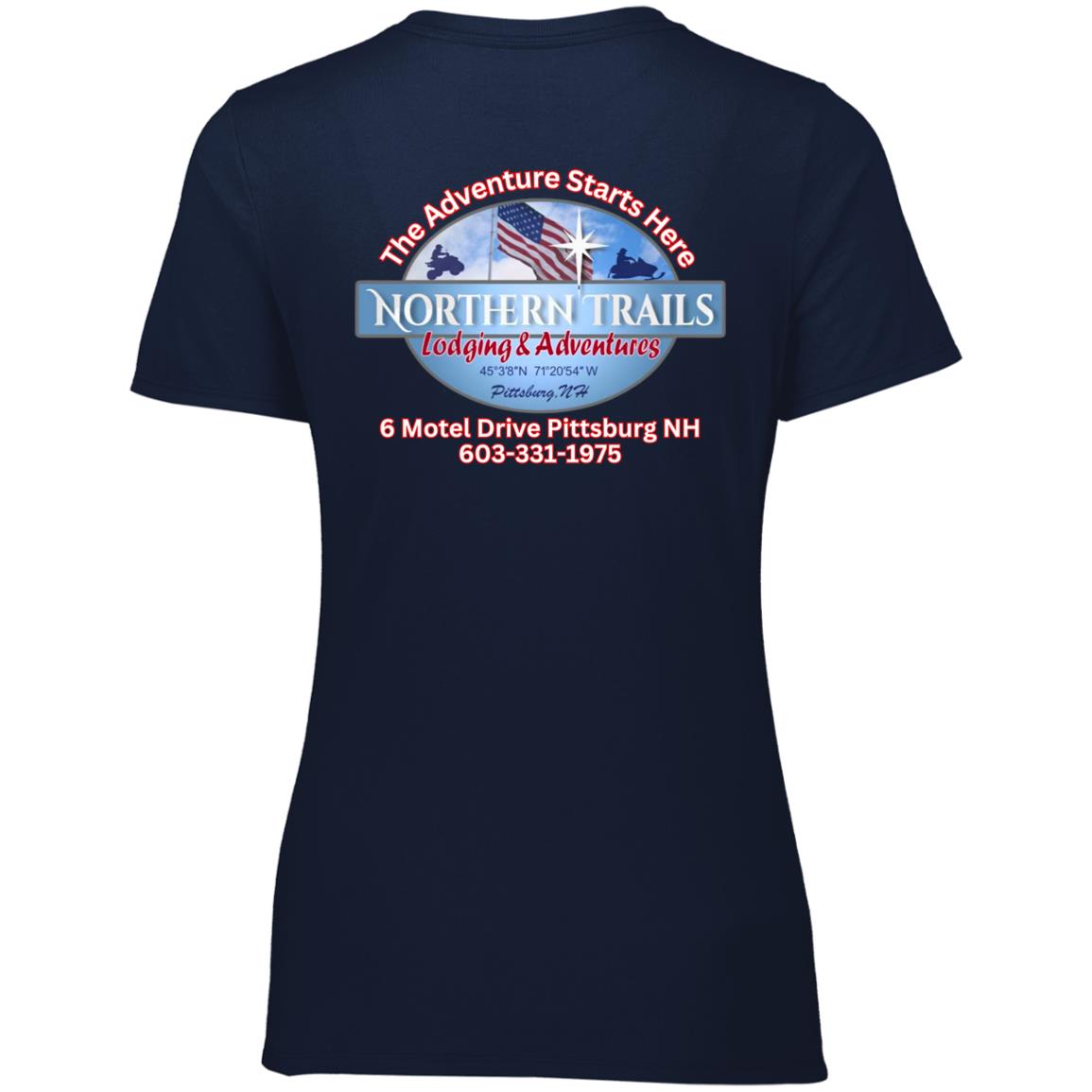 The Adventure Starts Here NTLA shirt NTLA 64STTX Ladies’ Essential Dri-Power Tee