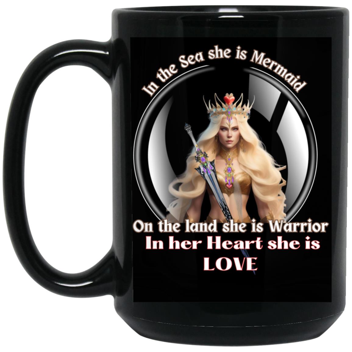 68D881C3-DF78-4867-A765-5BE22ED6F662 She is a Warrior BM15OZ 15 oz. Black Mug