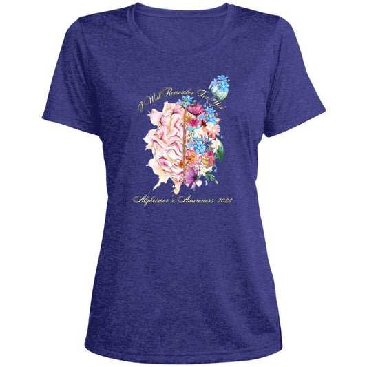 ALZAwareness ALZ LST360 Ladies' Heather Scoop Neck Performance Tee