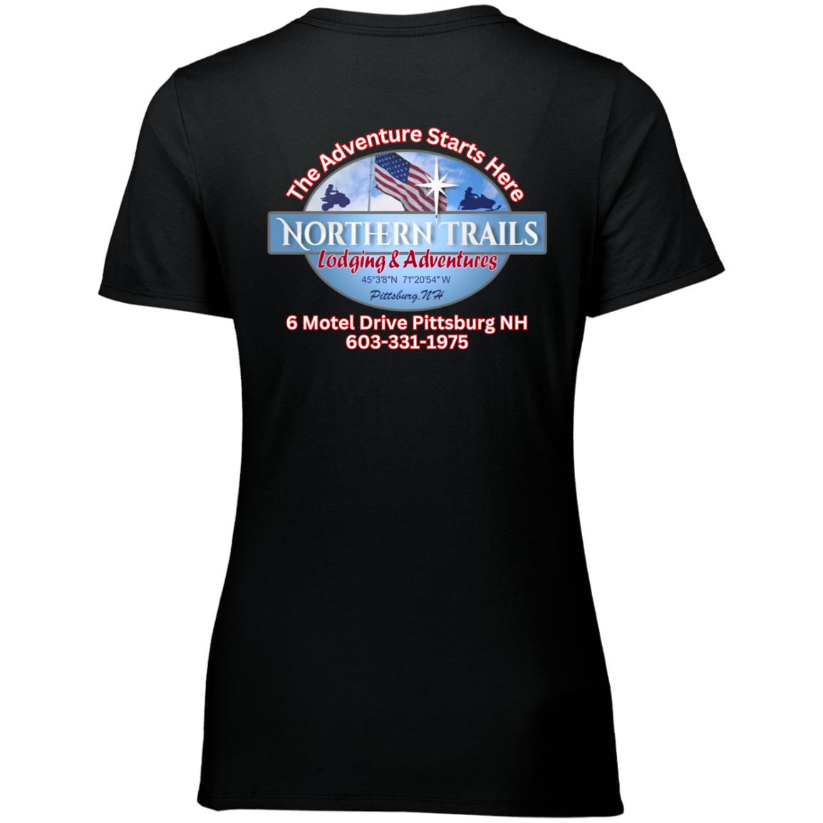 The Adventure Starts Here NTLA shirt NTLA 64STTX Ladies’ Essential Dri-Power Tee