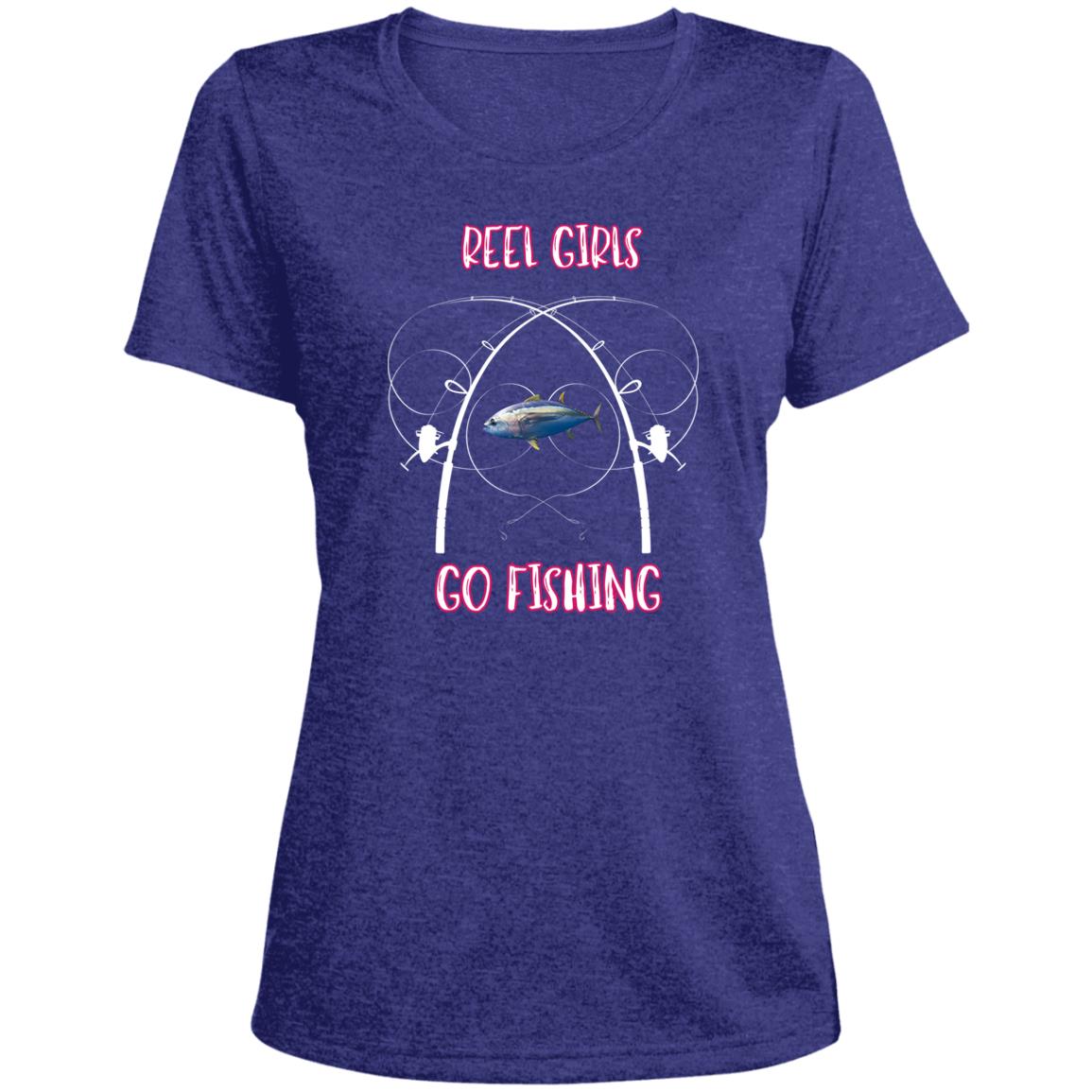 Reel FISHING (2) Gina LST360 Ladies' Heather Scoop Neck Performance Tee