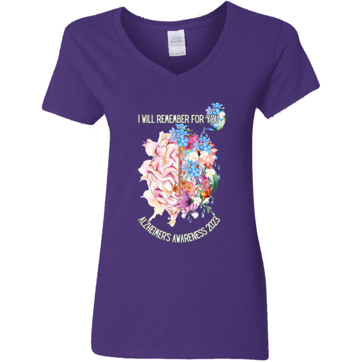 2 ALZ Awareness FINAL ALZ G500VL Ladies' 5.3 oz. V-Neck T-Shirt