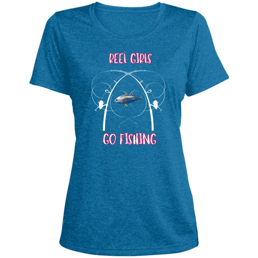 Reel FISHING (2) Gina LST360 Ladies' Heather Scoop Neck Performance Tee