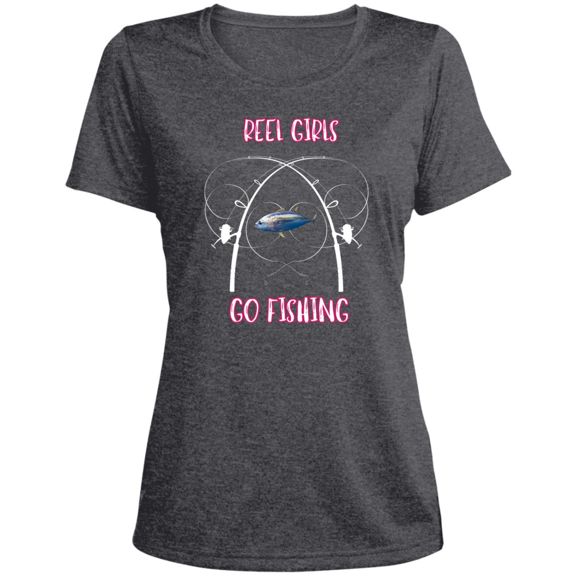 Reel FISHING (2) Gina LST360 Ladies' Heather Scoop Neck Performance Tee