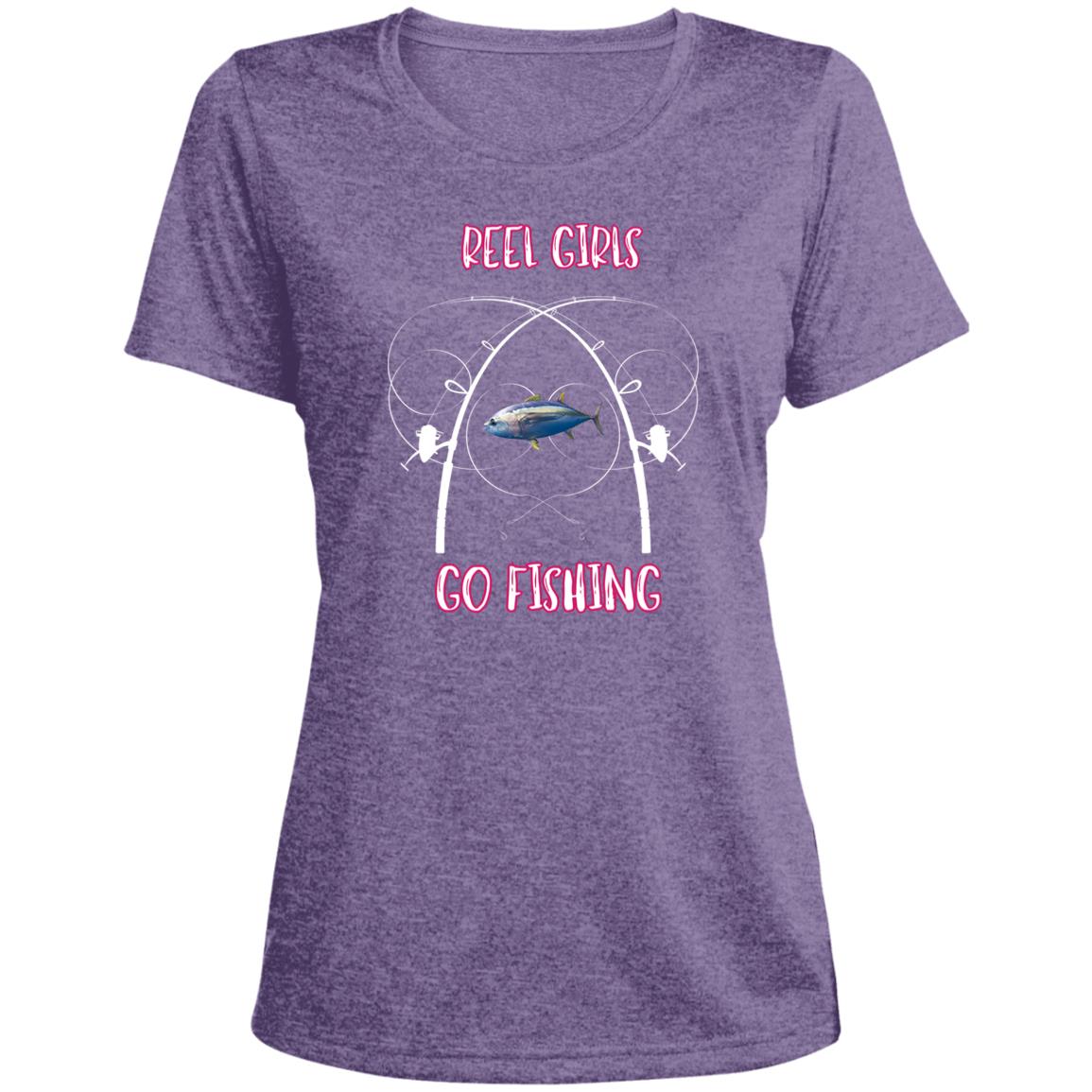 Reel FISHING (2) Gina LST360 Ladies' Heather Scoop Neck Performance Tee