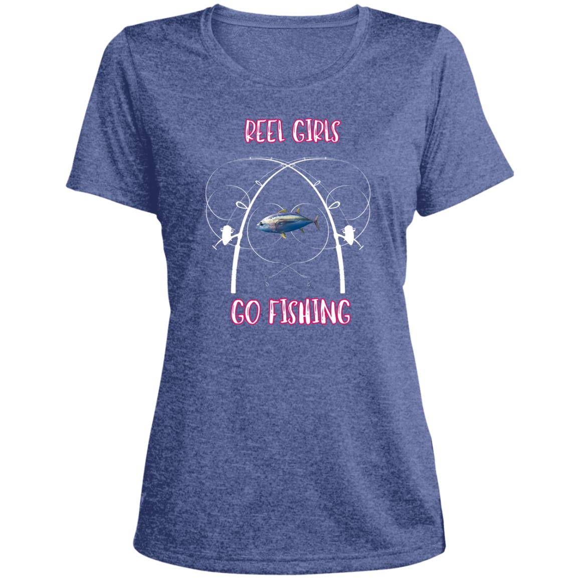 Reel FISHING (2) Gina LST360 Ladies' Heather Scoop Neck Performance Tee