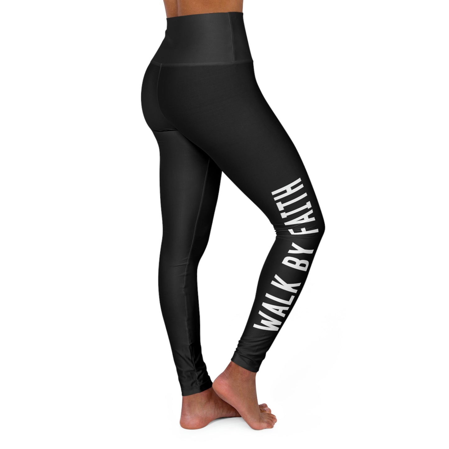 WALK BY FAITH White letters  High Waisted  Leggings