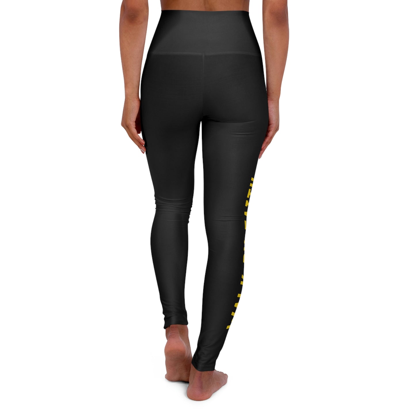 WALK BY FAITH GOLD LETTERS High Waisted Leggings