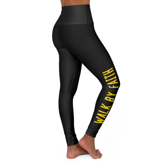 WALK BY FAITH GOLD LETTERS High Waisted Leggings