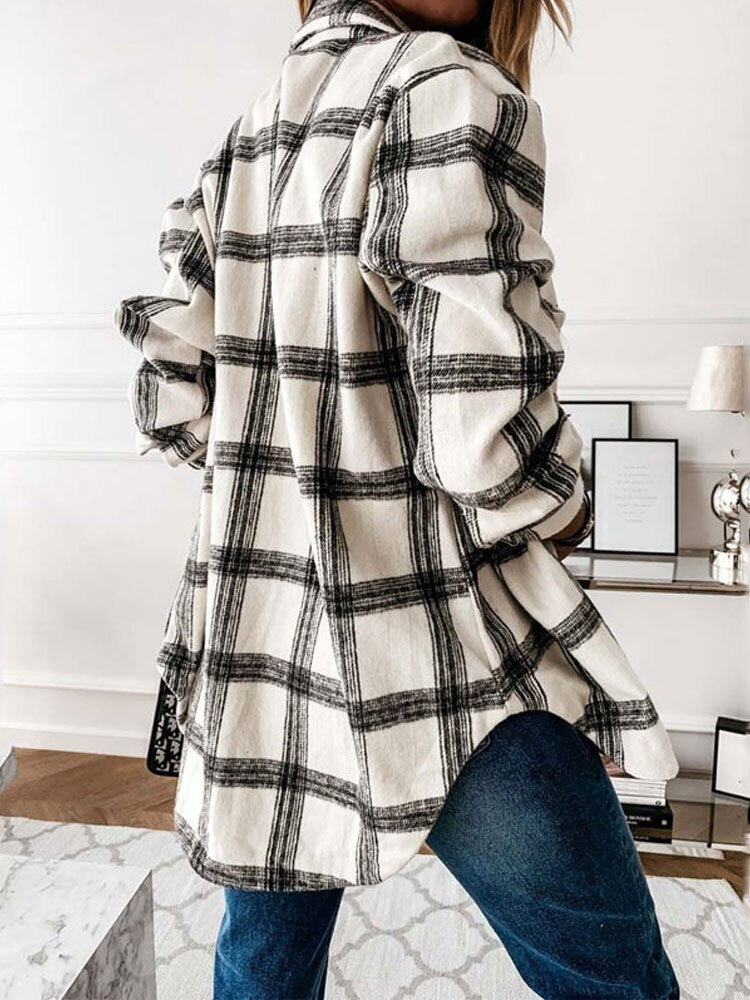 Women's Fall Collection Autumn Long Plaid Jacket Women Overshirt Loose Fall/Winter  2023