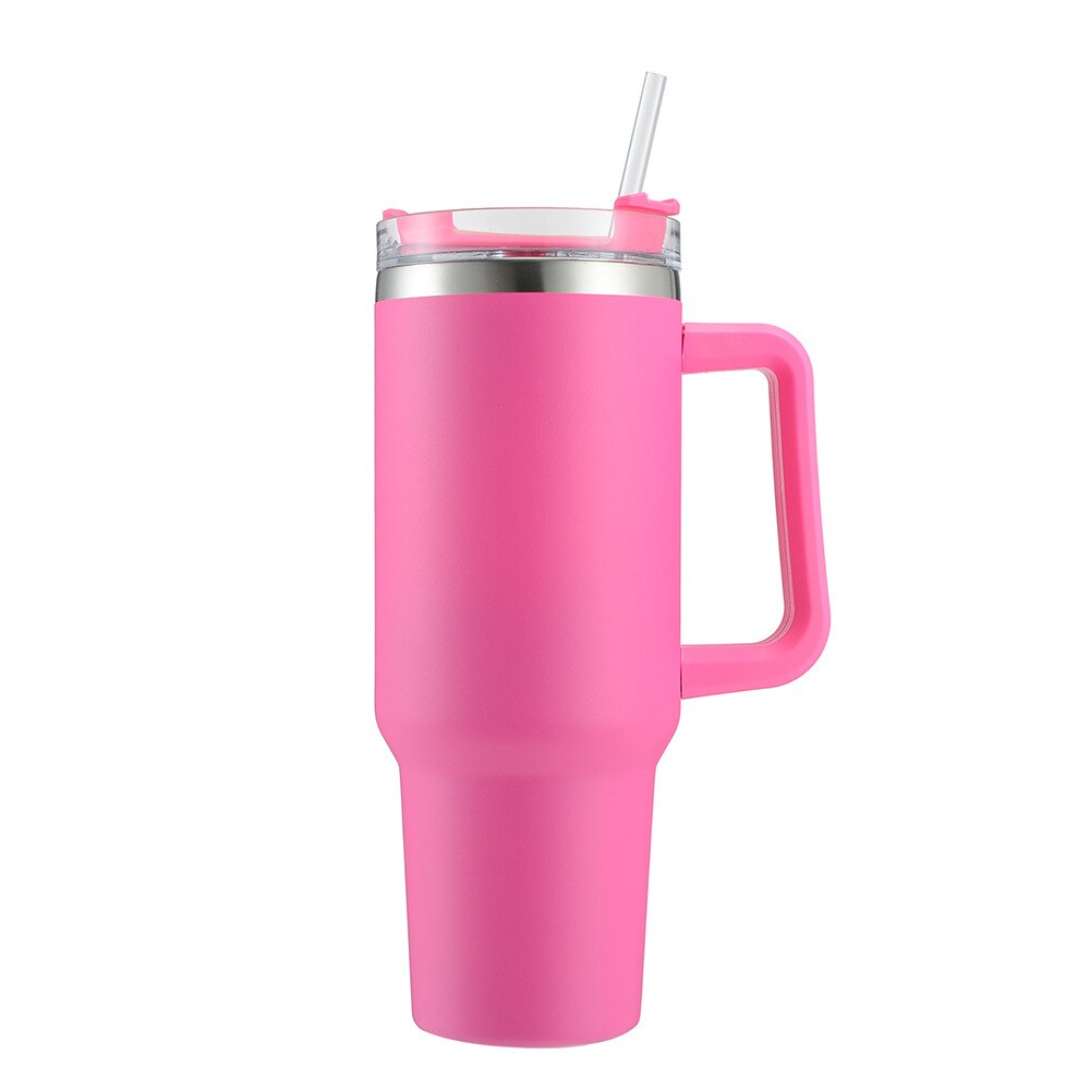 Tumblers  BPA FREE Café Insulated Tumbler Straw Stainless Steel Coffee Thermos Cup In-Car  40oz Mug With Handle