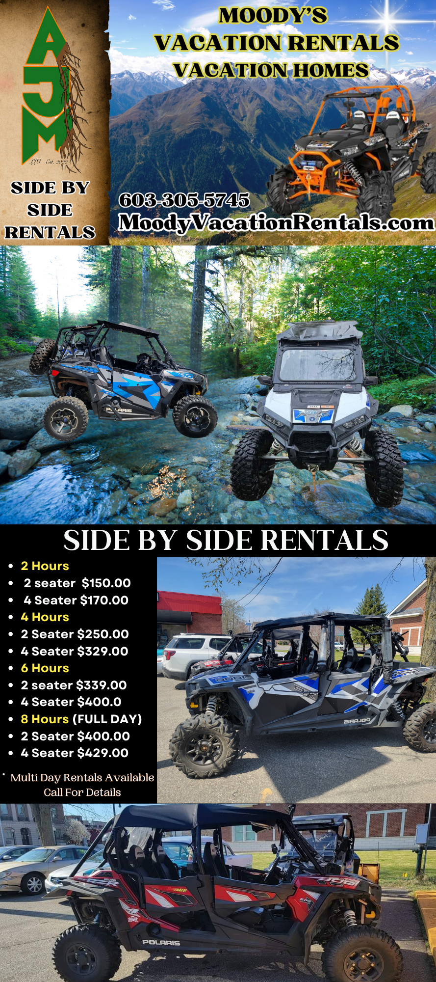 Moody Vacation Rental Rack Cards QTY 1000 front back ATV