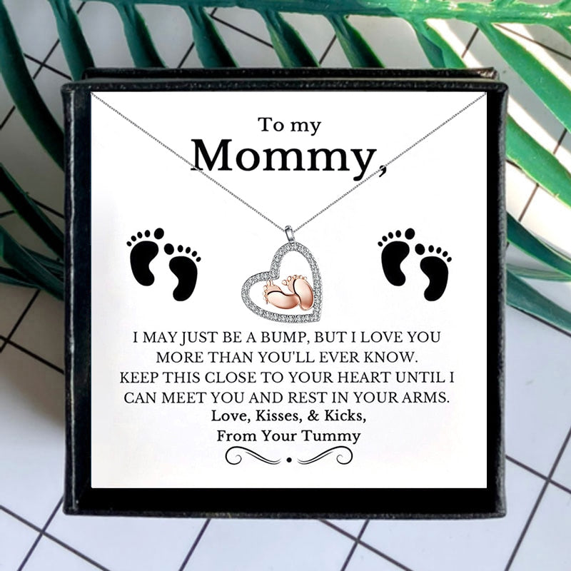 Gifts For Mom Mother Day Gift  Footprint Design Heart Necklace