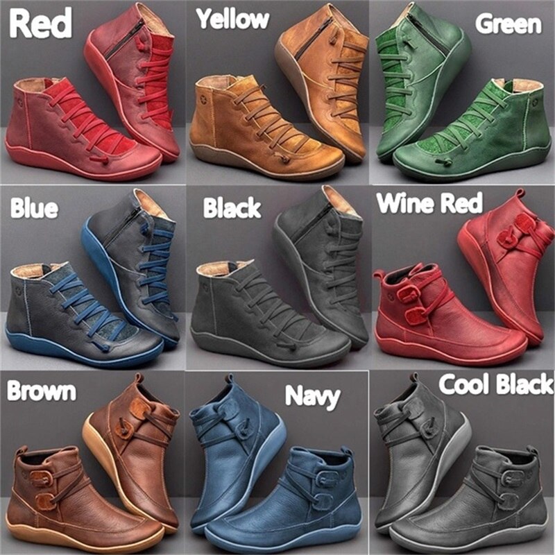 Women's Fall Collection New Autumn And Winter shoes Boots Fat British Wind Retro Boots High Quality PU Waterproof Warm Women&#39;s Booties Mujer Botas 358