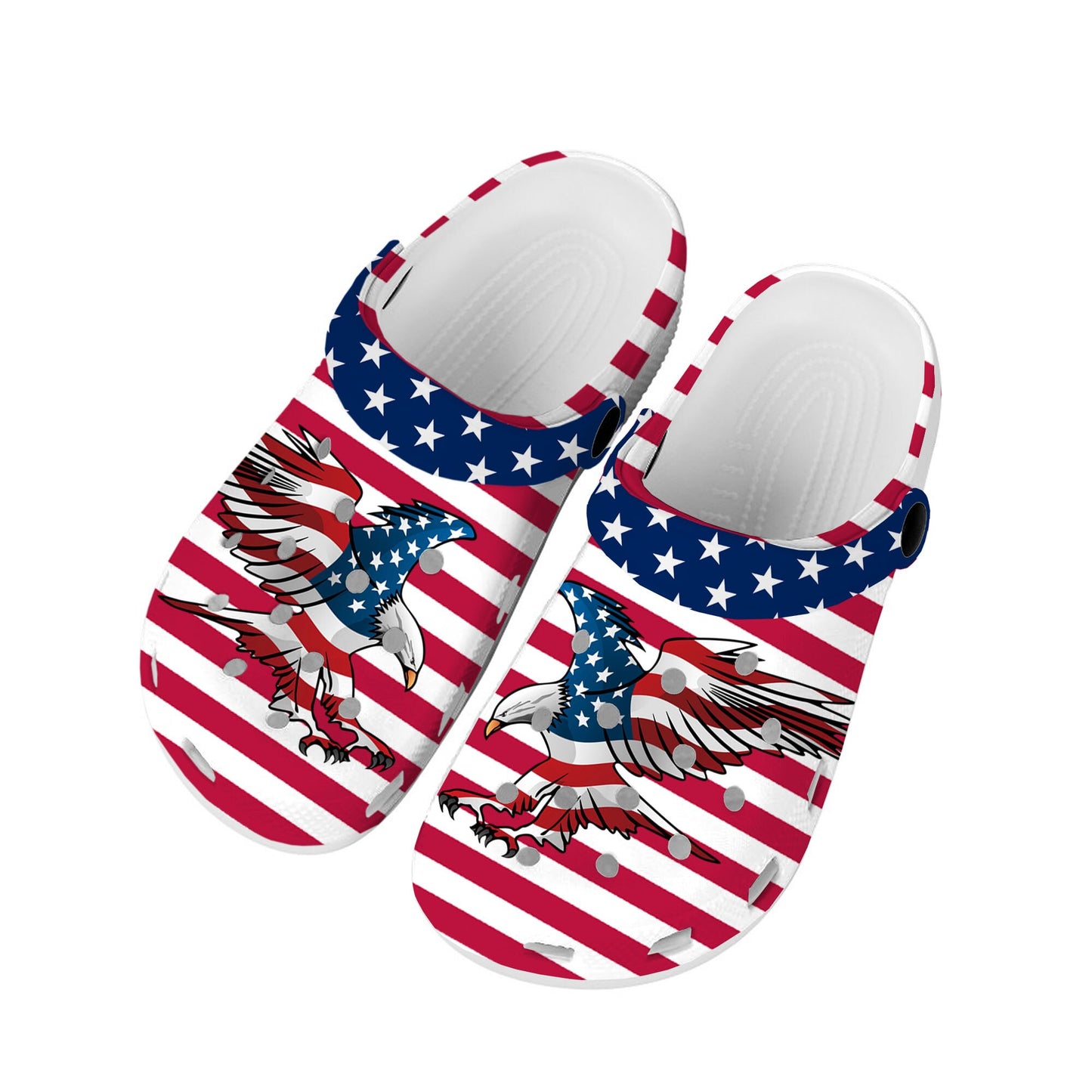 USA Flag America Red Blue White Art Home Clogs Custom Water Shoes Mens Womens Teenager Shoe Garden Clog Beach Hole Slippers