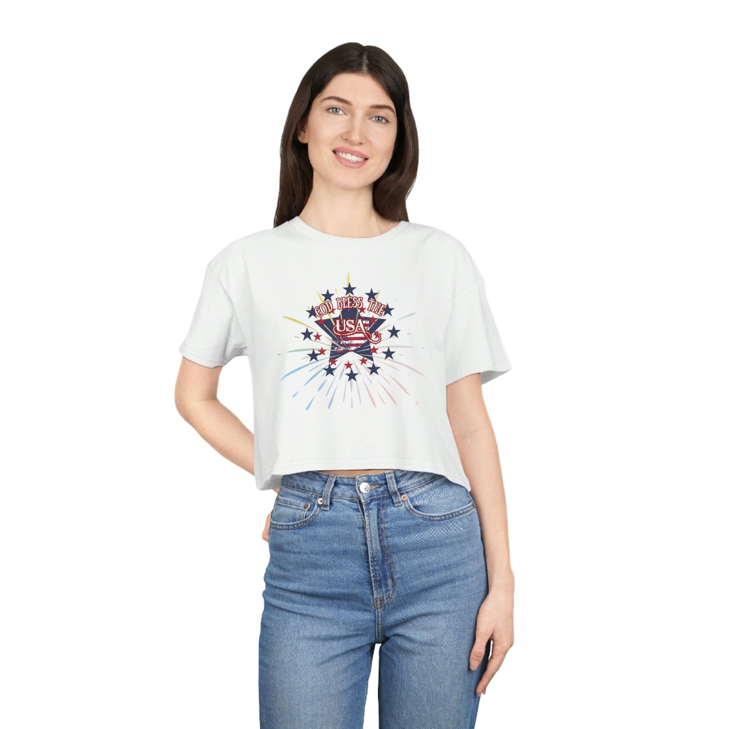 God Bless the USA Women's Crop Tee